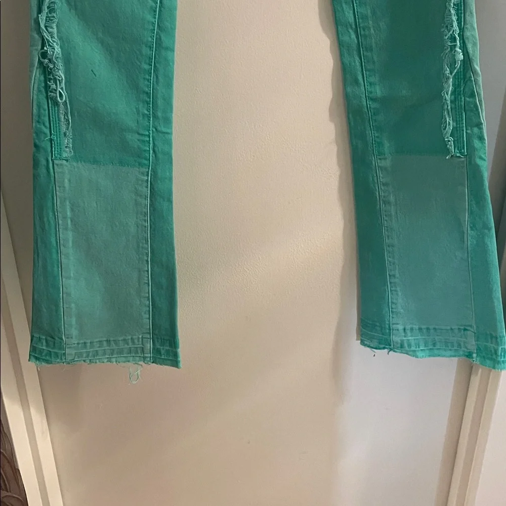 New Valabasas size 28 Revival Lt green wash cotton carpenter button fly Jean's - Picture 4 of 15